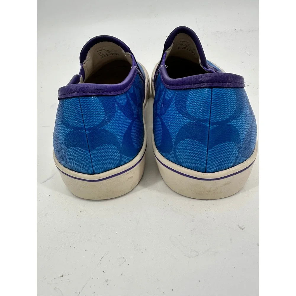 Coach Men's‎ Signature C Monogram Slip On Canvas Sneakers Blue Purple Size 7D - Picture 5 of 8